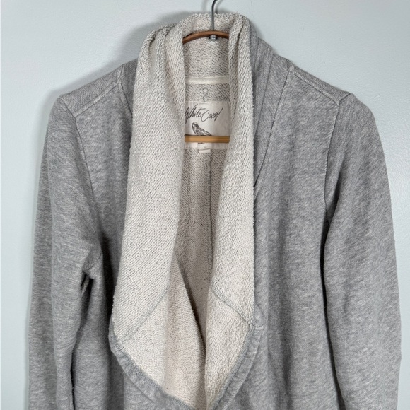 White Crow | Gray Cotton Waterfall Open Front Cardigan - Picture 3 of 7